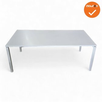 Vergadertafel - 4-poots - 200x100cm - met wit onderstel - inclusief wit melamine blad