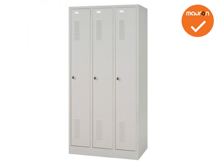 Mauforce Garderobe kast - 180x87x50cm - driedeurs - Zilvergrijs 