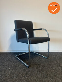 Vitra Visasoft vergaderstoel - Refurbished - Chroom frame - Antraciet gem&ecirc;leerd stoffering 