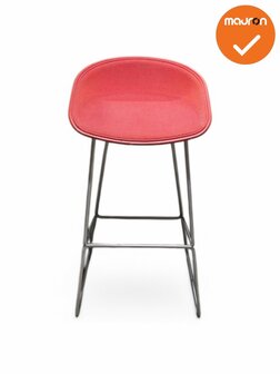 Barkruk - HAY- about a stool - Rood gestoffeerd - chroom onderstel