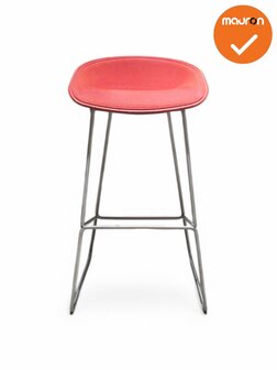 Barkruk - HAY- about a stool - Rood gestoffeerd - chroom onderstel