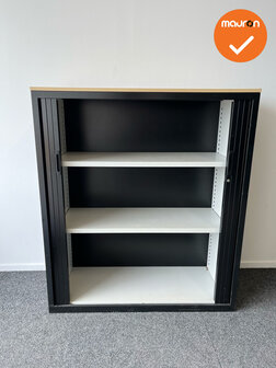 Roldeurkast - Ahrend - B Keuze - 144x120x45cm - Zwart met zwarte roldeuren - Zonder sleutel