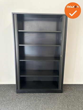 Roldeurkast - Ahrend - 195x120x45cm - Donker paars - Met zwarte kunststof roldeuren - Refurbished