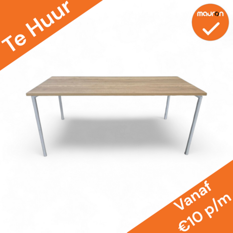 Huren: Vergadertafel - 4-poots - 160x80cm - met wit onderstel - Bladkleur naar keuze