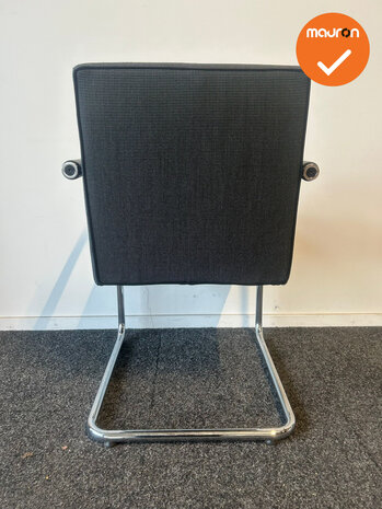 Vitra Visasoft vergaderstoel - Refurbished - Chroom frame - Antraciet gemêleerd stoffering 