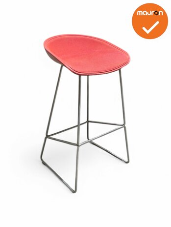 Barkruk - HAY- about a stool - Rood gestoffeerd - chroom onderstel