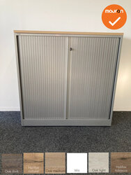 Roldeurkast - Ahrend - 120x120x45cm - Zilvergrijs met zilvergrijze metalen roldeuren - Topblad naar keuze