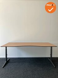 Ahrend Mehes handmatig verstelbaar buikbureau - Beuken volkern-  180x80/90 - antraciet onderstel