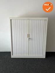 Roldeurkast - Basic - Wit - 137x120x45cm - Wit met witte kunststof roldeuren