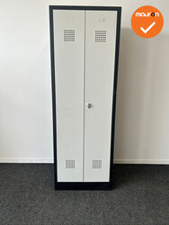 Lockerkast - 180x60x50 - 2 deurs - Zwart met zilvergrijze deuren