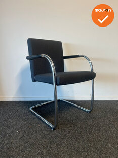 Vitra Visasoft vergaderstoel - Refurbished - Chroom frame - Antraciet gemêleerd stoffering 