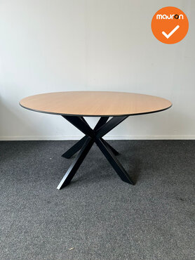 Mauforce Ronde tafel - 140 cm - Zwarte Stervoet - Beuken Trespa blad